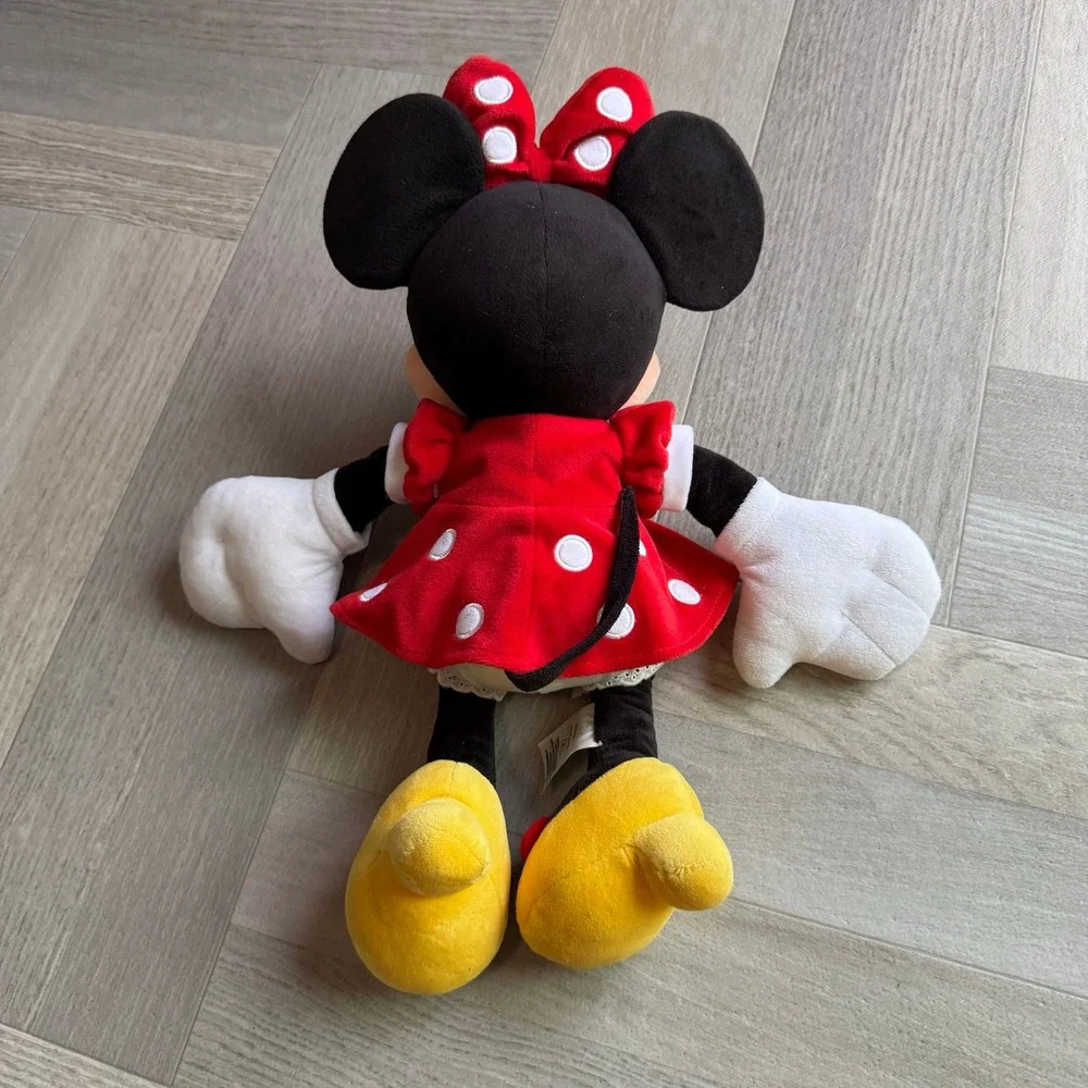 Disney Minnie Mouse Plush Red White Polka Dot Dress Bow Stuffed Animal Toy 18